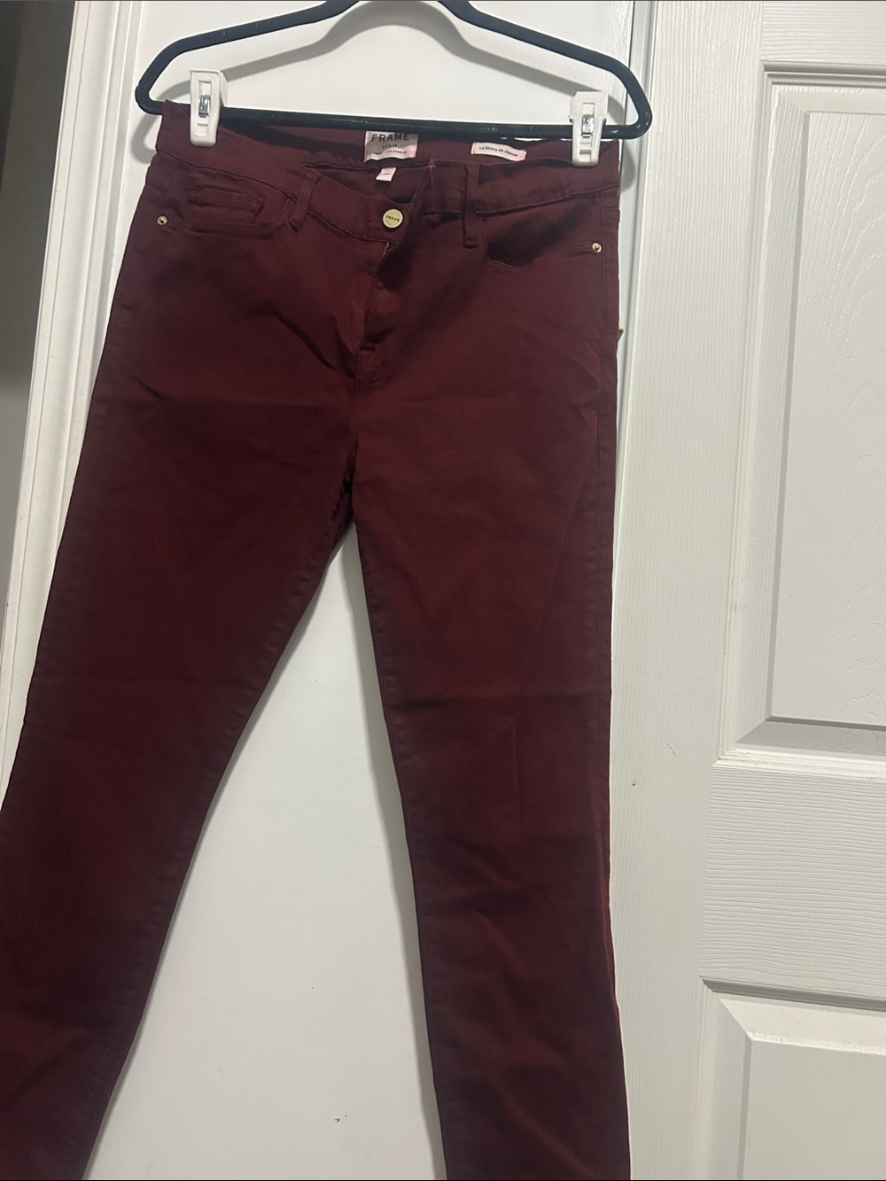 Frame Denim Burgundy Skinny Stretch Pants